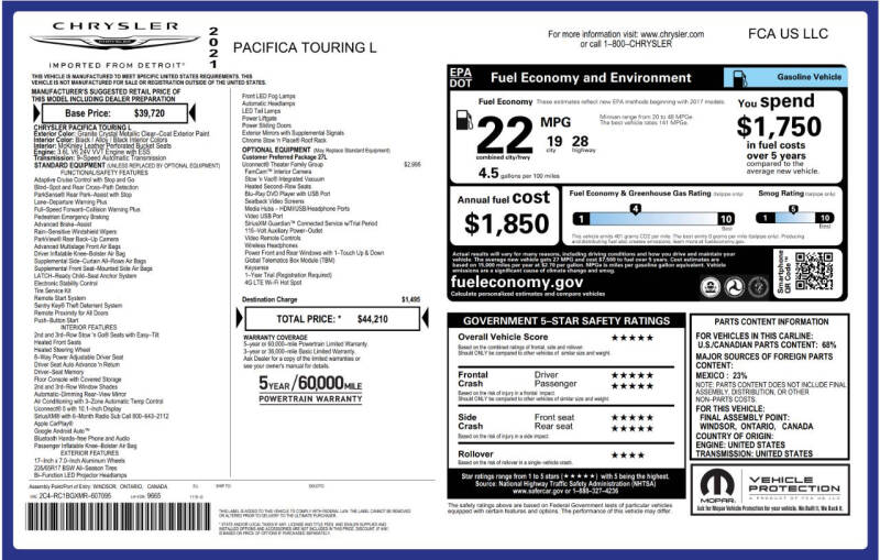 2021 Chrysler Pacifica Touring L