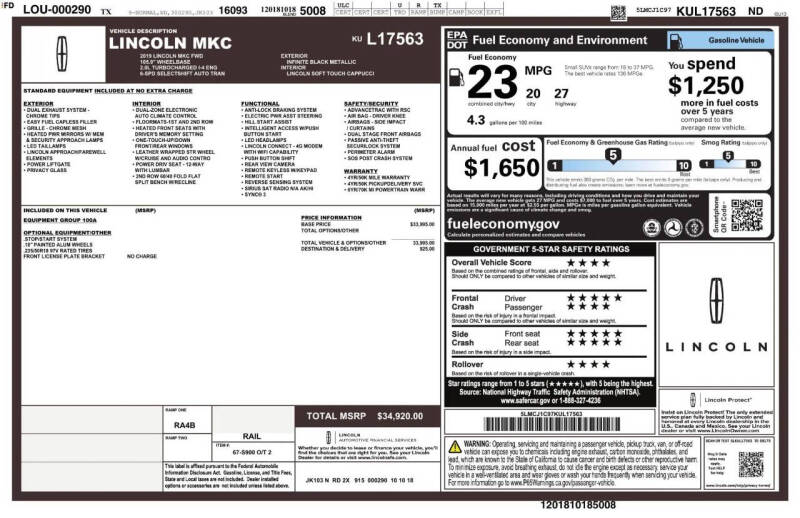 2019 Lincoln MKC Premiere