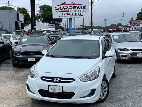 2016 Hyundai Accent for sale at Supreme Auto Sales in Chesapeake VA