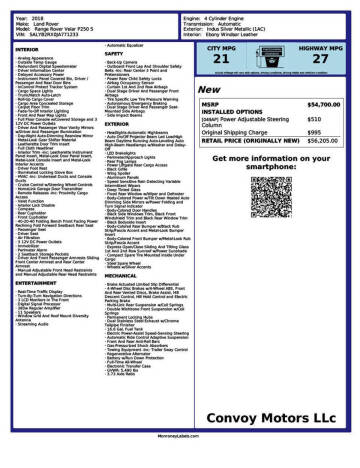 2018 Land Rover Range Rover Velar P250 S