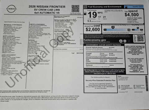 2026 Nissan Frontier SV