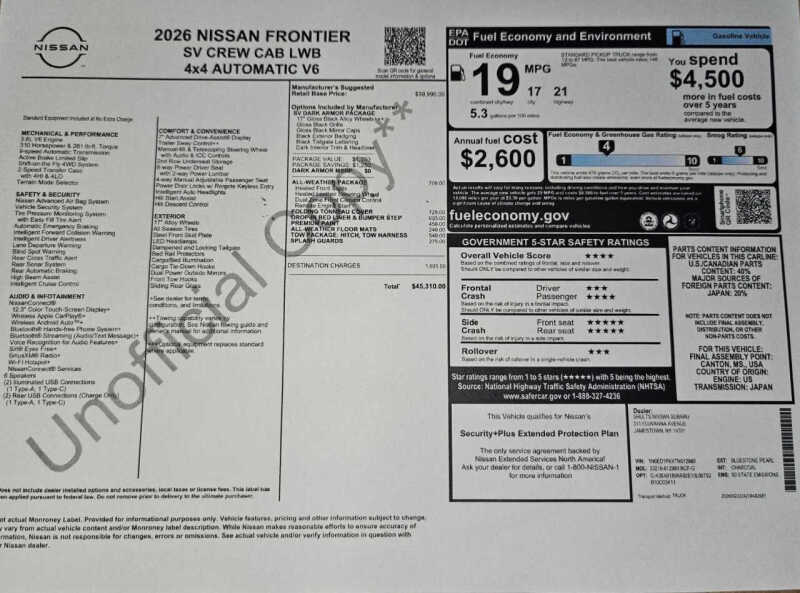 2026 Nissan Frontier SV