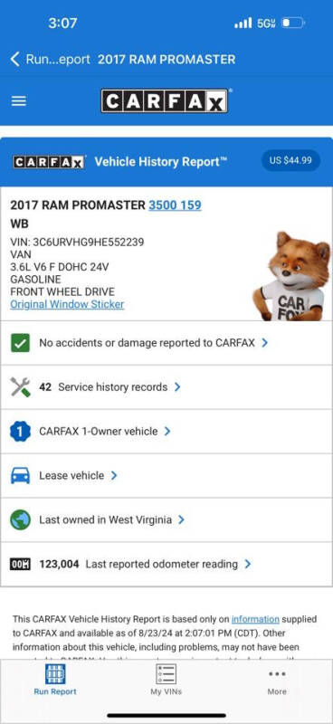 2017 RAM ProMaster Cargo Van Base photo 3