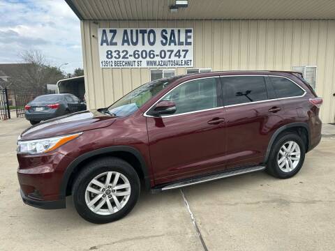 2016 Toyota Highlander for sale at AZ Auto Sale in Houston TX