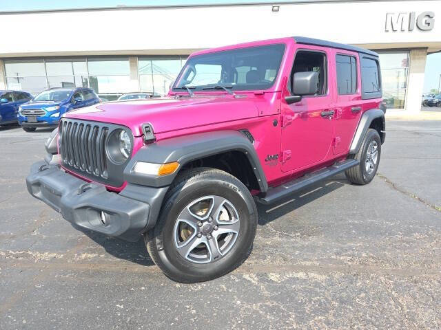 Used 2021 Jeep Wrangler Unlimited Sport S with VIN 1C4HJXDG8MW851045 for sale in Bellefontaine, OH