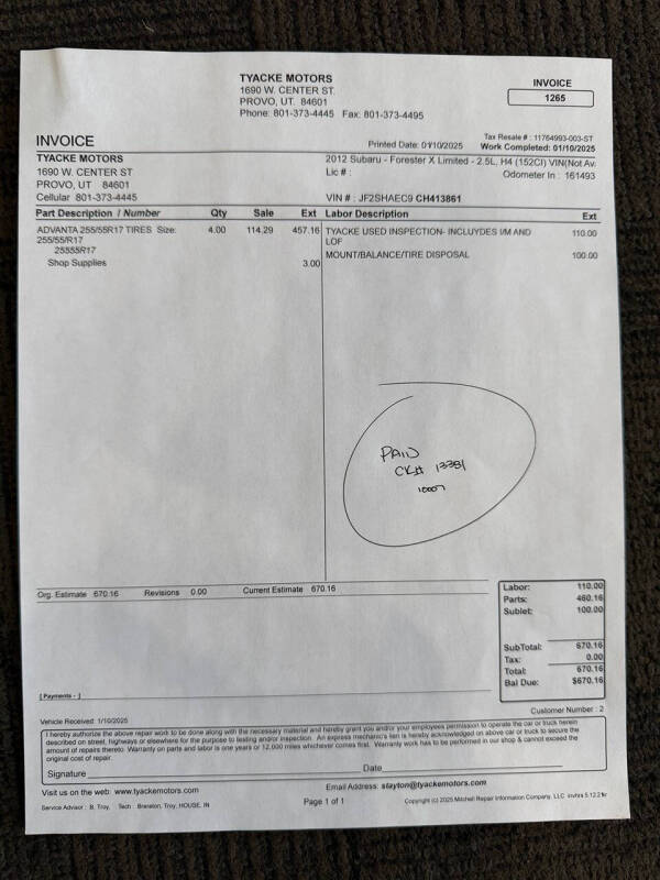 2012 Subaru Forester 2.5X Limited