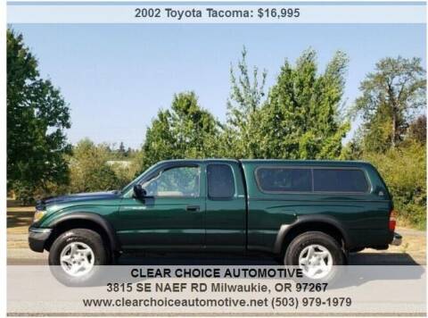 2002 Toyota Tacoma for sale at CLEAR CHOICE AUTOMOTIVE in Milwaukie OR