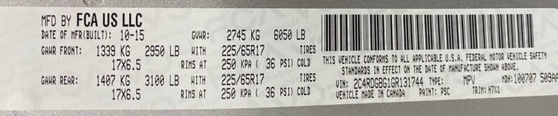 2016 Dodge Grand Caravan American Value Package