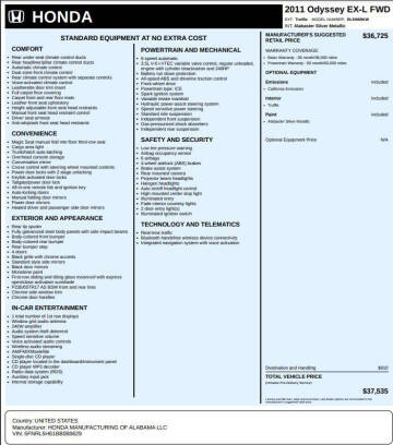 2011 Honda Odyssey EX-L w/Navi
