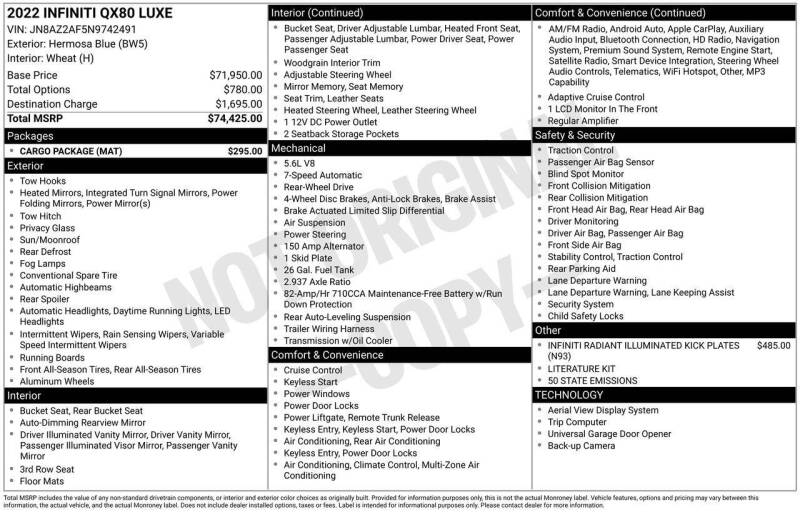 2022 Infiniti QX80 Luxe