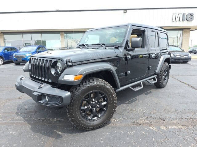 Used 2022 Jeep Wrangler Unlimited Willys with VIN 1C4HJXDN0NW113868 for sale in Bellefontaine, OH