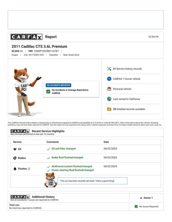 2011 Cadillac CTS 3.6L Premium
