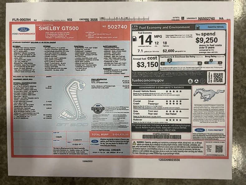 2022 Ford Mustang Shelby GT500