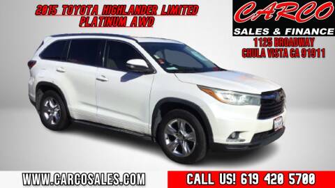 2015 Toyota Highlander for sale at CARCO SALES & FINANCE in Chula Vista CA