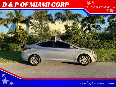 2016 Hyundai Elantra for sale at D & P OF MIAMI CORP in Miami FL