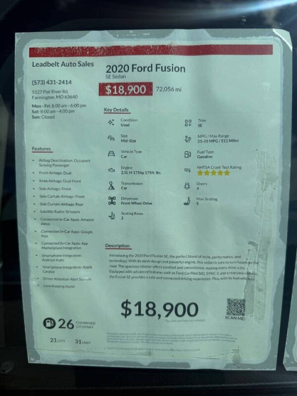 2020 Ford Fusion SE