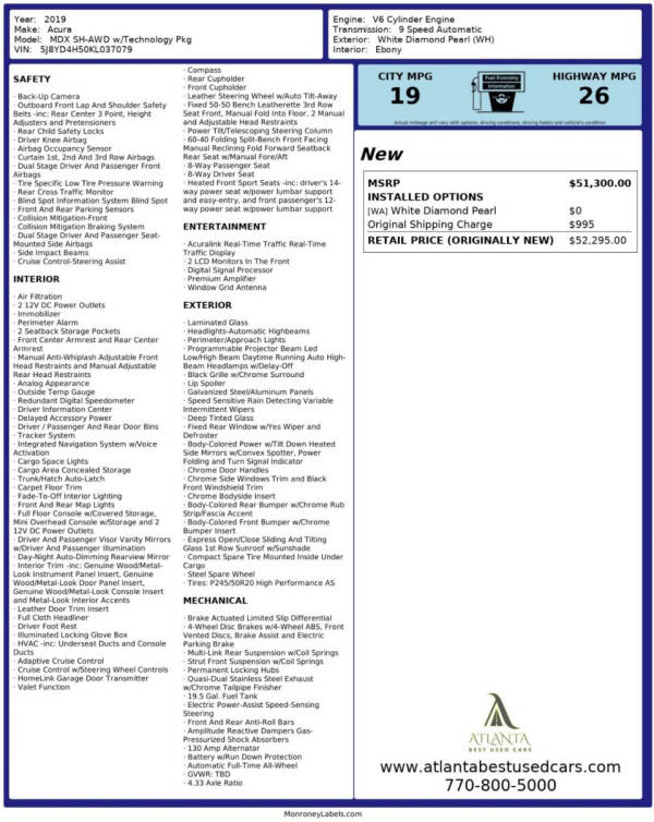2019 Acura MDX SH-AWD w/Tech