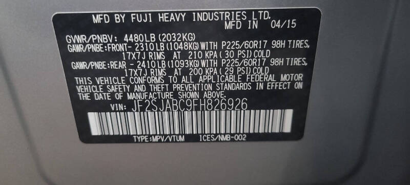 2015 Subaru Forester 2.5i