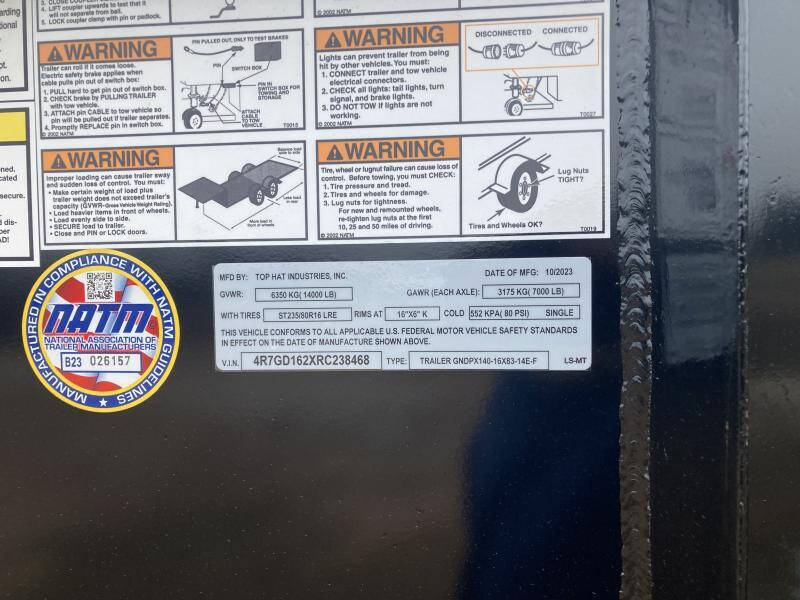 2026 Top Hat Trailers GNDPX140-16X83-14E-F