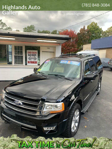 2016 Ford Expedition EL for sale at Highlands Auto Gallery in Braintree MA