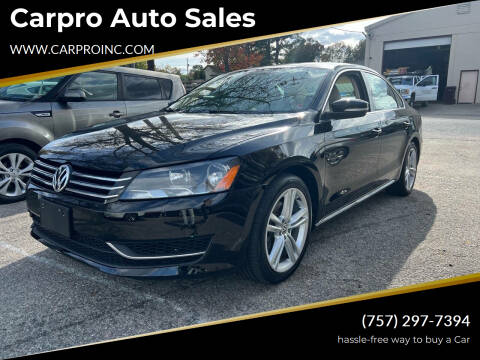 2014 Volkswagen Passat for sale at Carpro Auto Sales in Chesapeake VA