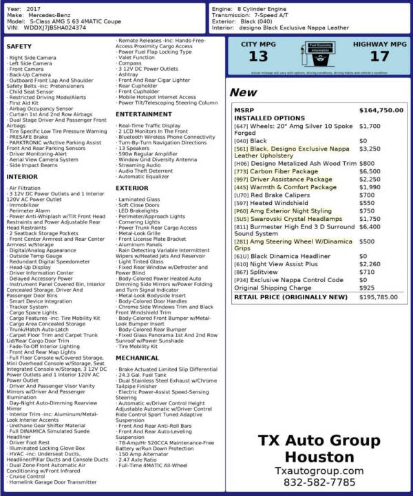 2017 Mercedes-Benz S-Class AMG S 63