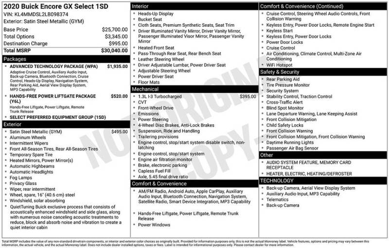 2020 Buick Encore GX Select