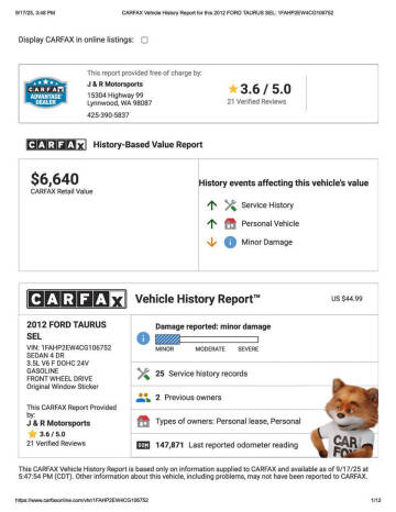 2012 Ford Taurus SEL