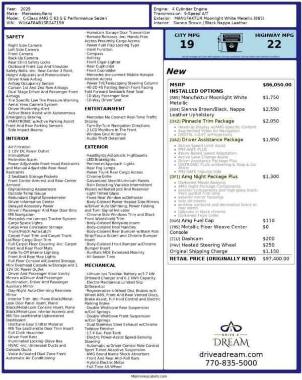 2025 Mercedes-Benz C-Class AMG C 63 S E Performance