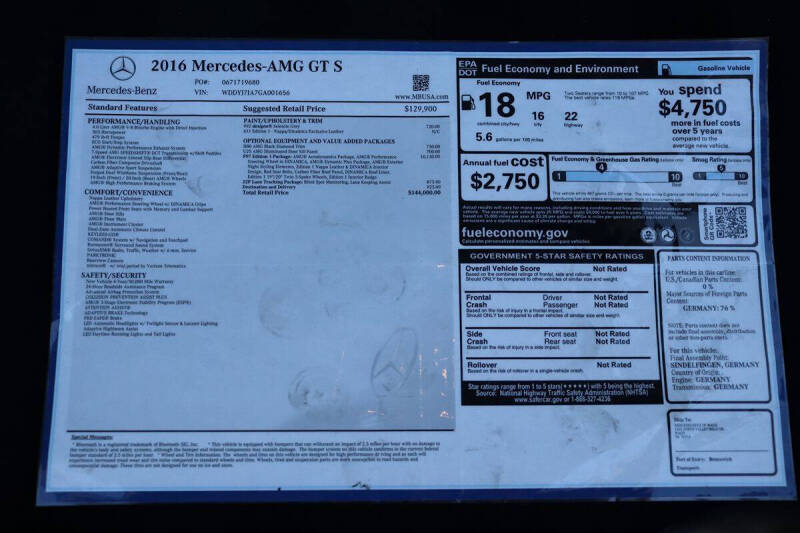 2016 Mercedes-Benz AMG GT S