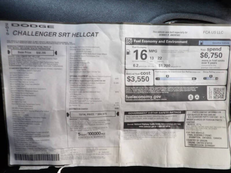 2015 Dodge Challenger SRT Hellcat