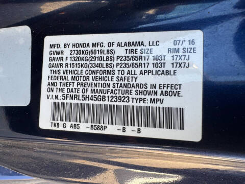 2016 Honda Odyssey EX