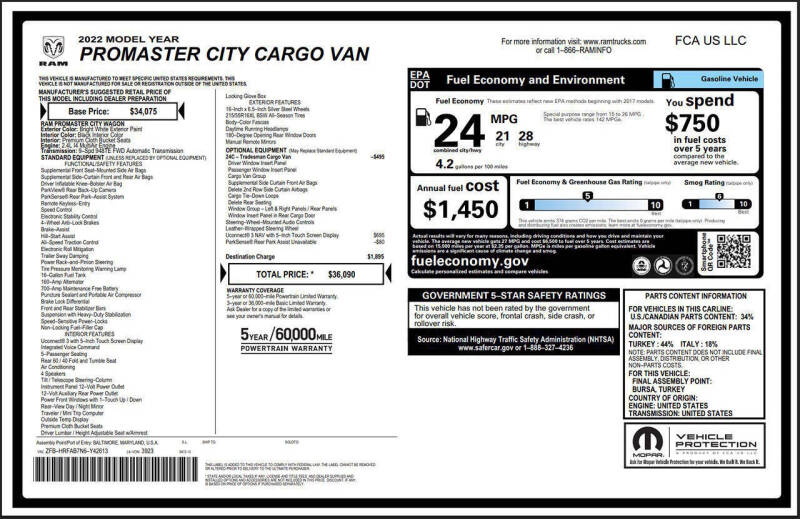 2022 RAM ProMaster City