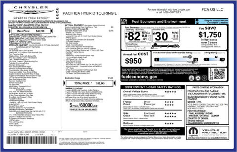 2022 Chrysler Pacifica Hybrid Touring L