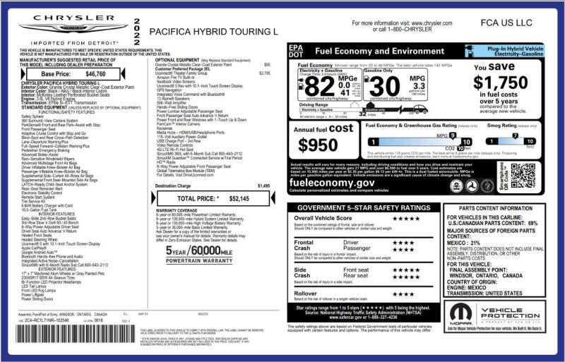 2022 Chrysler Pacifica Hybrid Touring L