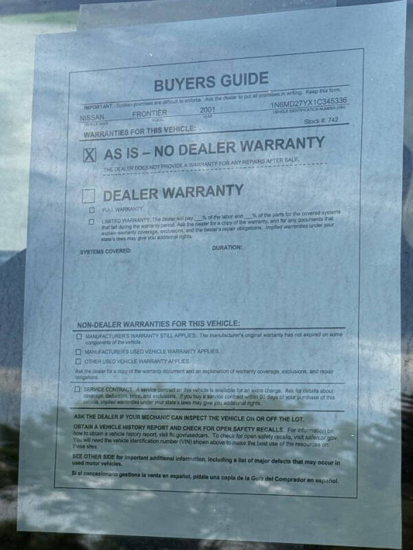 2001 Nissan Frontier SC