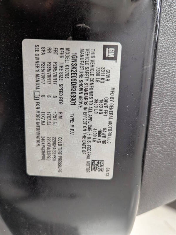 2013 Chevrolet Tahoe Special Service