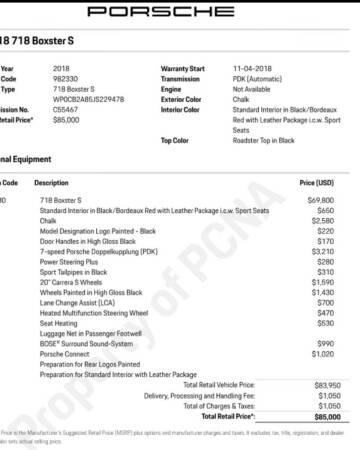 2018 Porsche 718 Boxster S