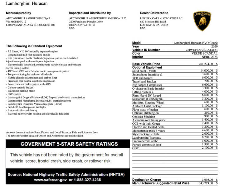 2020 Lamborghini Huracan EVO