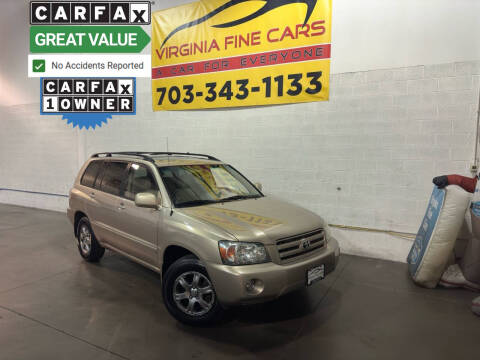 2005 Toyota Highlander for sale at Virginia Fine Cars in Chantilly VA