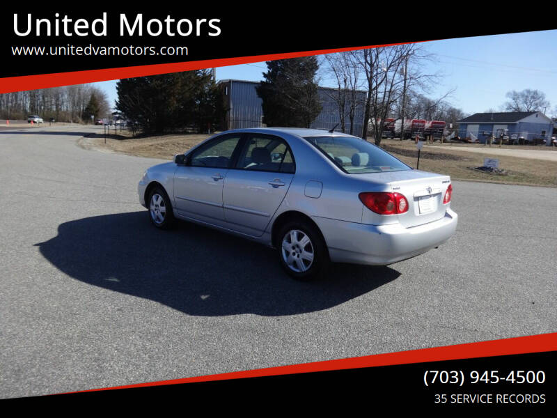 2005 Toyota Corolla for sale at United Motors in Fredericksburg VA