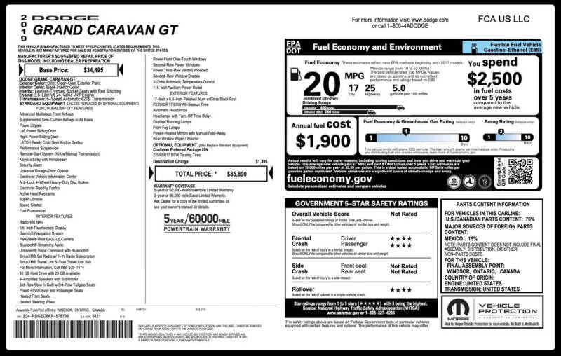 2019 Dodge Grand Caravan GT