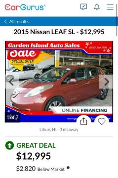 2015 Nissan LEAF for sale at Garden Island Auto Sales in Lihue HI