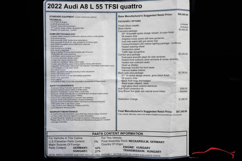 2022 Audi A8 L quattro 55 TFSI