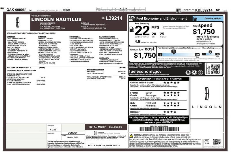 2019 Lincoln Nautilus Reserve