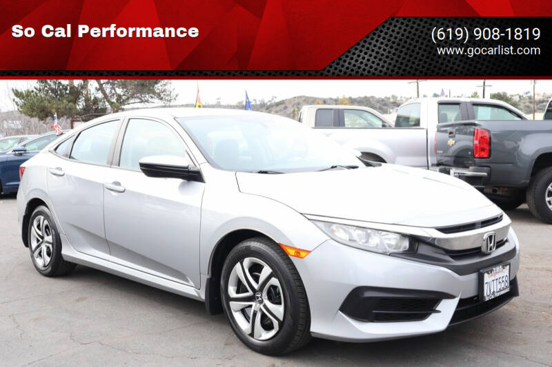 2016 Honda Civic for sale at So Cal Performance in San Diego CA