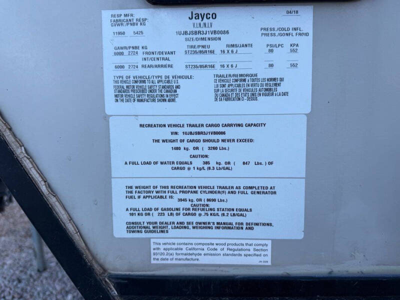 2018 Jayco Octane Toy Hauler