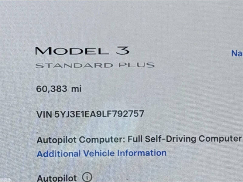 2020 Tesla Model 3 Standard Range Plus