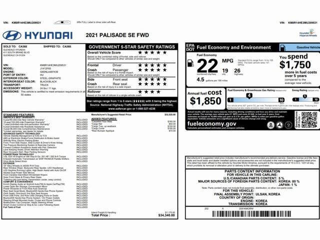 2021 Hyundai Palisade SE