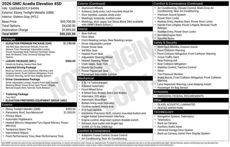 2026 GMC Acadia Elevation